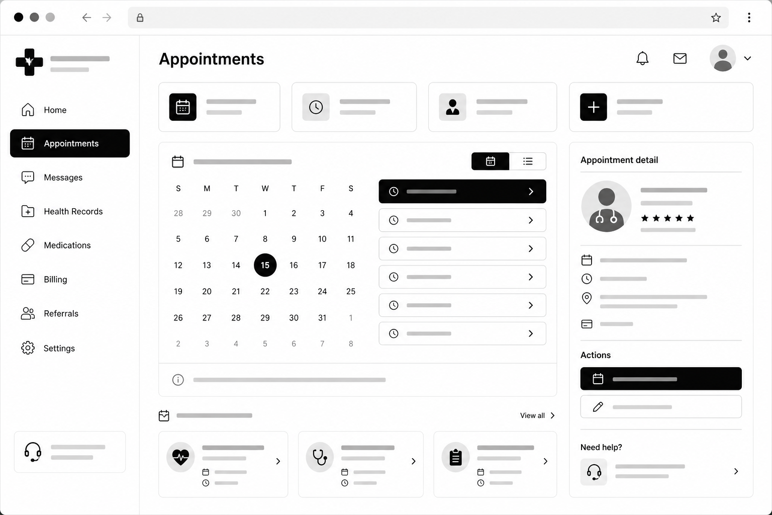 Patient Portal & Booking Platform — interface by WebendGo